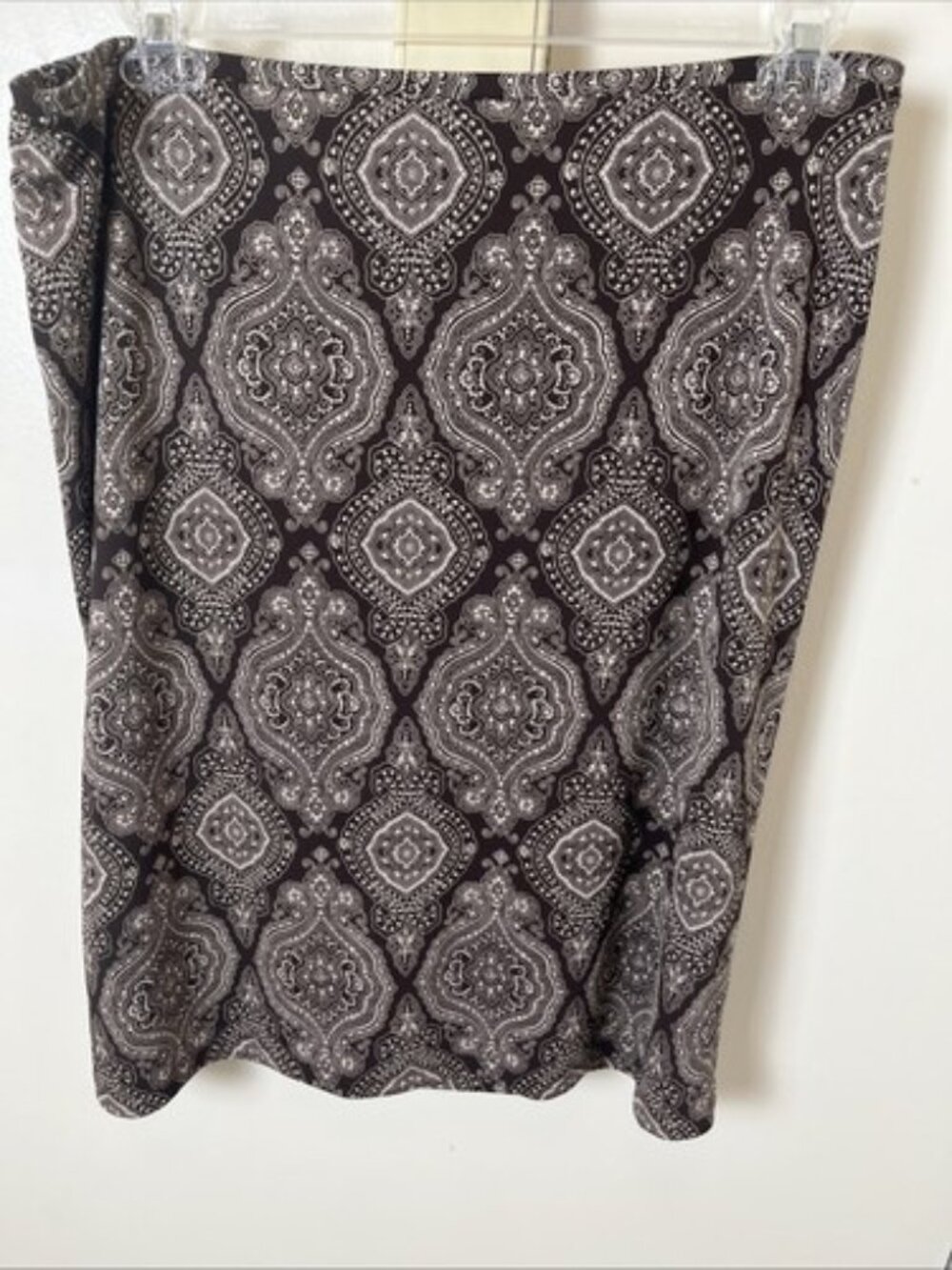 Ann Taylor LOFT Brown Cream Medallion Print Pull-On Stretch Skirt